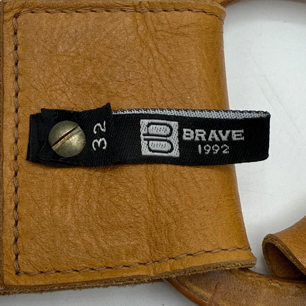 Brave Leather Tan Brown Fringe Wide Belt Size 32 Circle Buckle Boho Canada‎